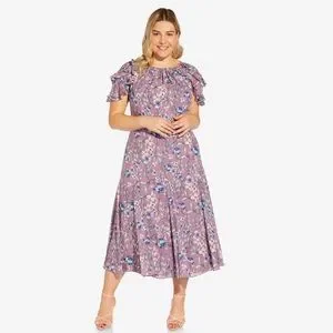 Adrianna Papell | Dresses | Plus Size Floral Print Ruffled Midi Cocktail Chiffon Dress In Purple Multi | Poshmark Adrianna Papell | Dresses | Plus Size Floral Print Ruffled Midi Cocktail Chiffon Dress In Purple Multi | Poshmark
